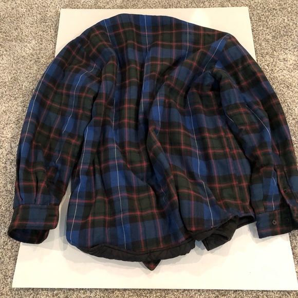 mens 2 X  blue flannel lightweight weight button up  small hole/pick LT front - Picture 2 of 4